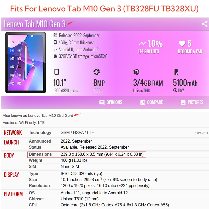 For Lenovo Tab M10 3rd Gen 10. - Tablet Cover Accessories บทวิจารณ์และราคา